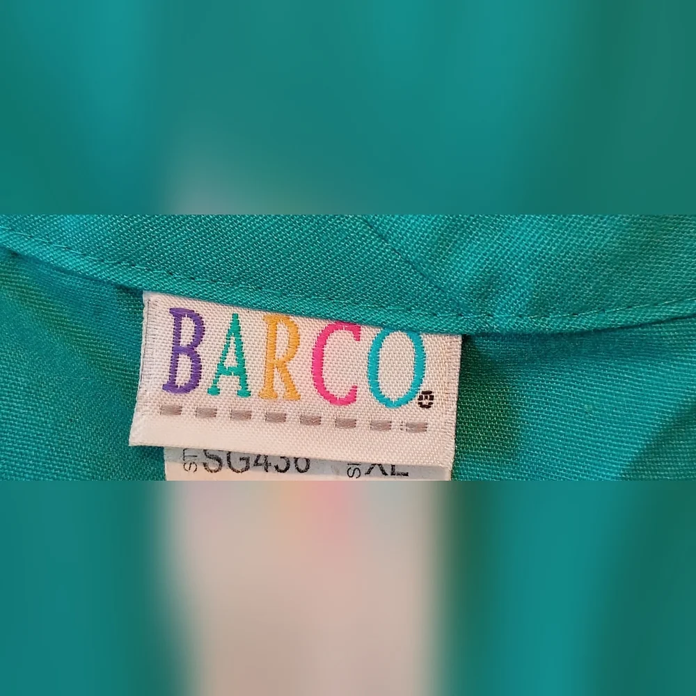 Barco Teal Scrub Jacket Women XL Snap Front Warm Up Medical Uniform Top - Picture 3 of 10